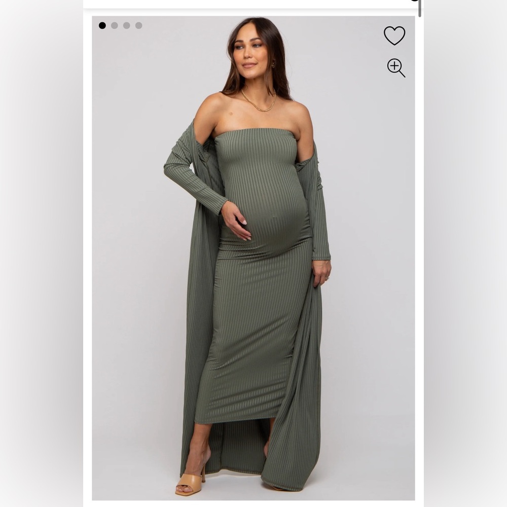 Pink Blush Maternity Baby Shower dress and cardigan